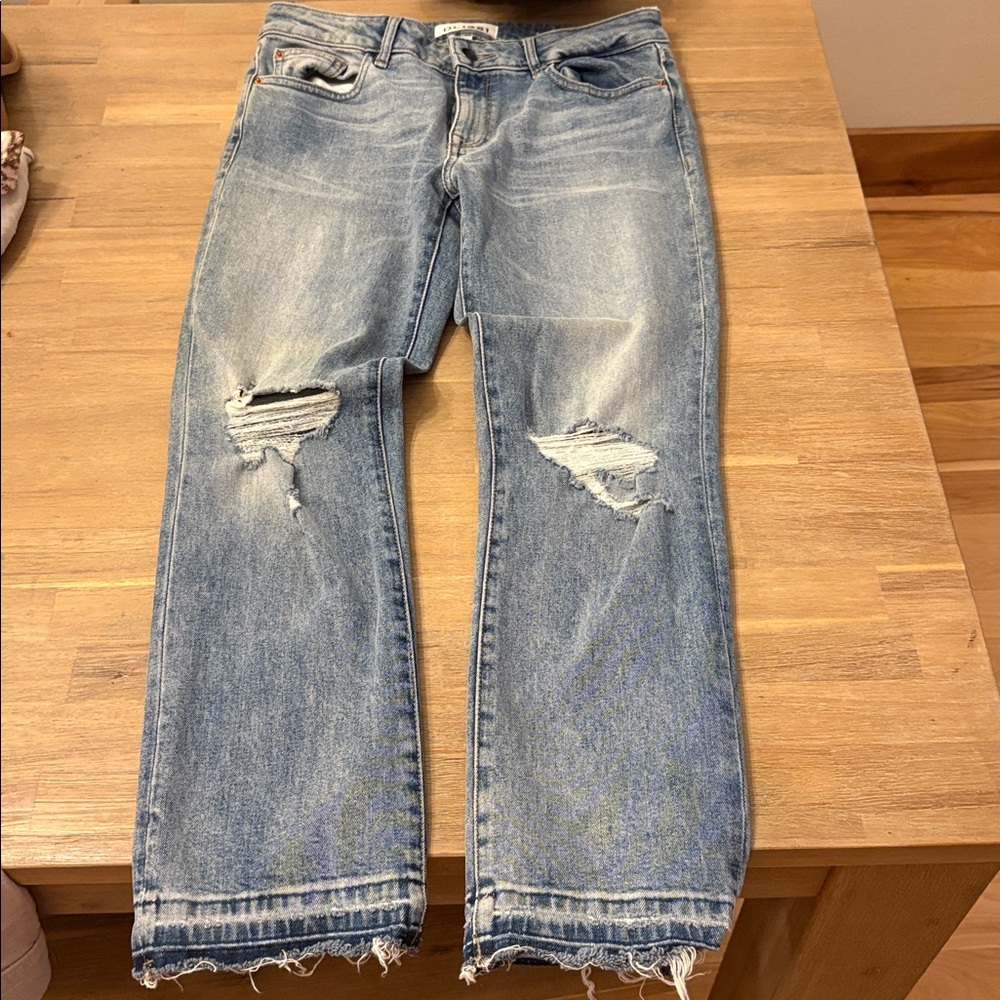 Distressed Blue Jeans